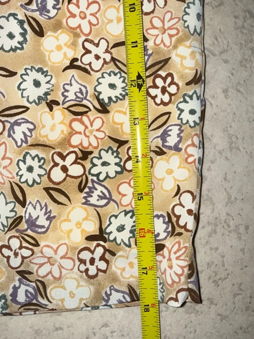 Vintage 1990s Possessed Floral Mini Skirt in Beige, Cream, and Brown